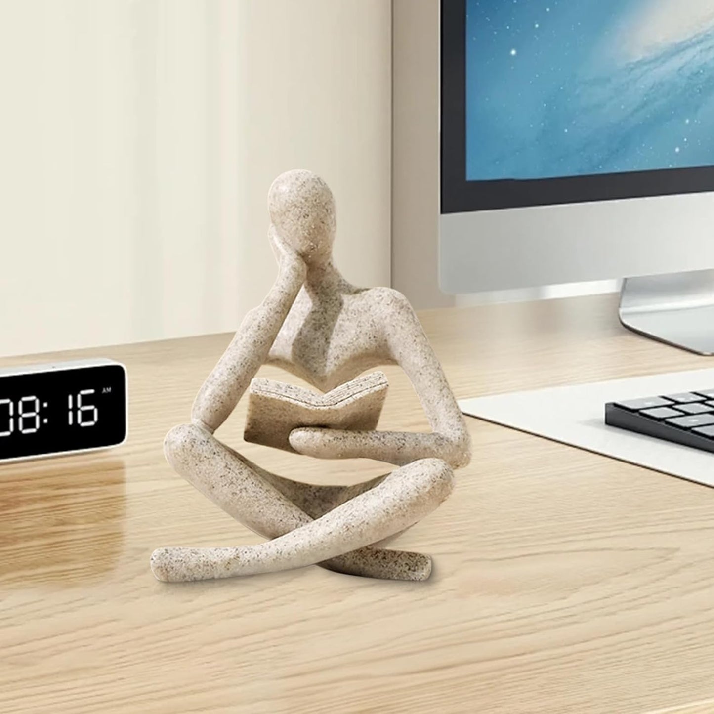 Bookshelf Decor Thinker Statue