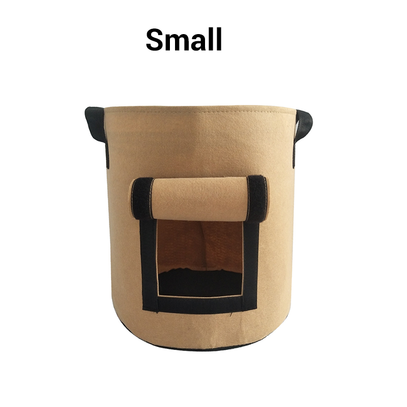 Cloth crop planting bags with harvesting windows